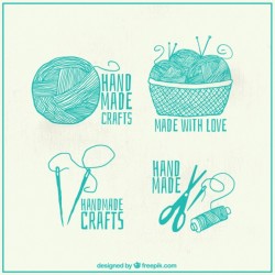Set of beautiful hand-drawn sewing logos Vector | Free Download