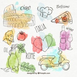 Set of hand-painted italian products Vector | Free Download