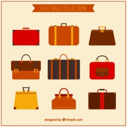 Several types of flat briefcases in brown tones Vector | Free Download