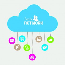Social Network cloud-shaped icon vector