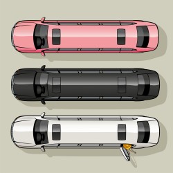 Three elongated cars vector
