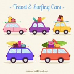 Travel and Surfing Cars Set Vector | Premium Download