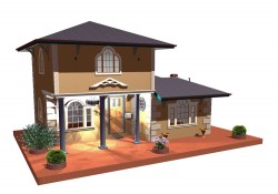 Two-story building design picture material