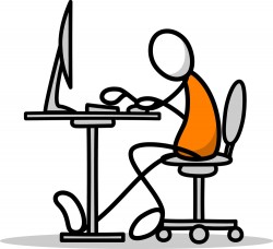 Using a computer stick figure cartoon characters vector