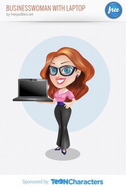 Vector Businesswoman with Laptop – Vector Characters
