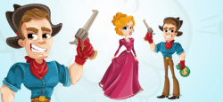 Vector Cowboy Thief and a Saloon Girl