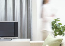 Walking woman living room picture material