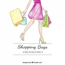 Watercolor background of woman with several shopping bags Vector | Free Download