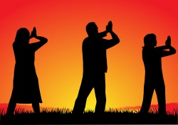 Yoga silhouette figures vector