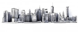 handpainted city skyline