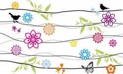 Abstract flower with birds