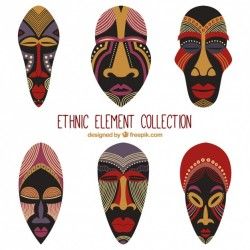 African masks set in ethnic style