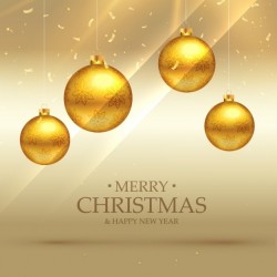 Background of bright golden christmas balls