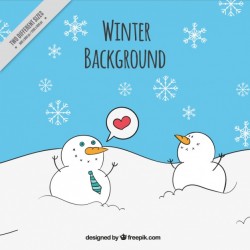 Background of hand drawn snowmen in love Vector | Free Download