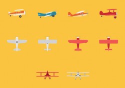 Biplane Icon Set Free Vector