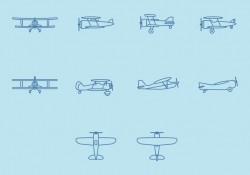 Biplane Icon Set Free Vector