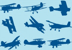 Biplane Silhouettes Free Vector