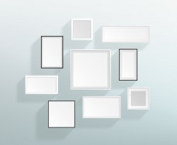 Blank white with black realistic frames on the wall vector