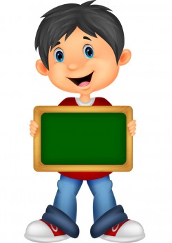 Cartoon boy holding a chalkboard vector