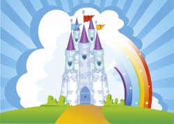 Cartoon castles scenery vector 01
