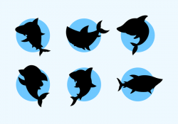 Cartoon Sharks Silhouettes Vector