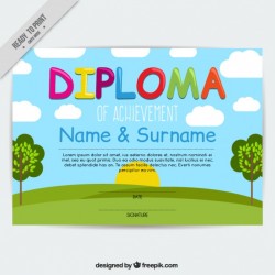 Children’s diploma with a landscape