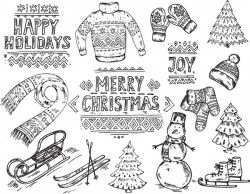 Christmas baubles decor hand drawing vector 03