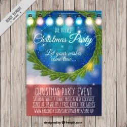 Christmas party booklet with floral wreath and lights Vector | Free Download