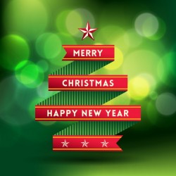 Christmas tree with a red ribbon Vector | Free Download