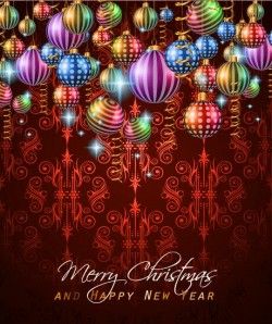Christmas with new year background and beautiful baubles vector