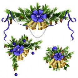 Christmass corner decorative with bell vector 04