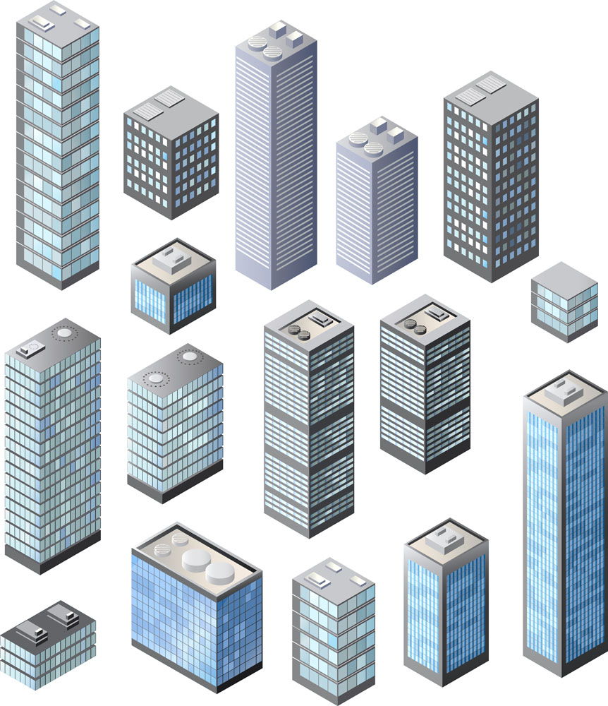 City high-rise building vector shape