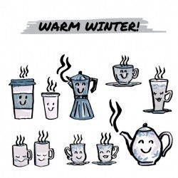 Coffee cups hand drawn