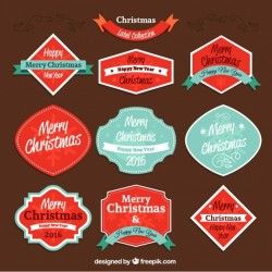 Collection of christmas stickers in vintage style Vector | Premium Download