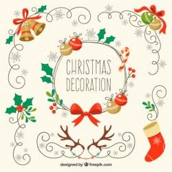 Collection of hand drawn retro decorative elements