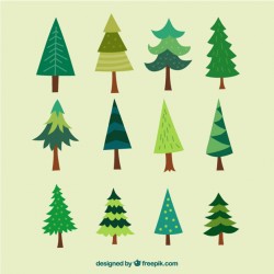 Collection of hand-drawn christmas trees