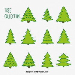 Collection of hand-drawn pines
