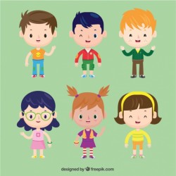 Collection of nice children in cartoon style Vector