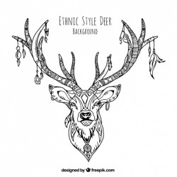 Decorative illustration of hand drawn ethnic deer
