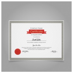 Diploma of appreciation template with red seal