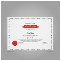 Diploma of appreciation with red seal
