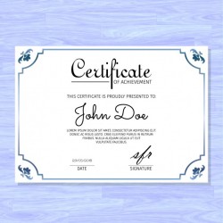 Elegant certificate, blue ornaments