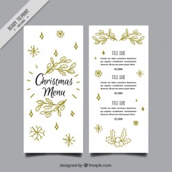 Elegant christmas menu template with leaves sketches