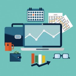 Elements of business and accessories in flat design