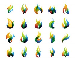 Fire colored logos