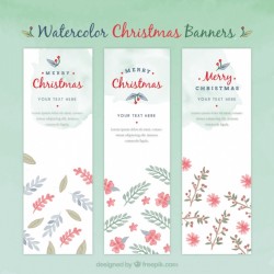 Floral watercolor christmas banners