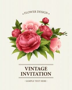 Flower design vintage invitations card vector 05