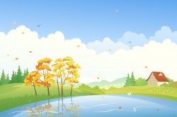 Flowers beautiful lake scenery