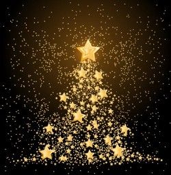 Golden stars with christmas tree vector