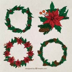Great pack of four christmas wreaths Vector
